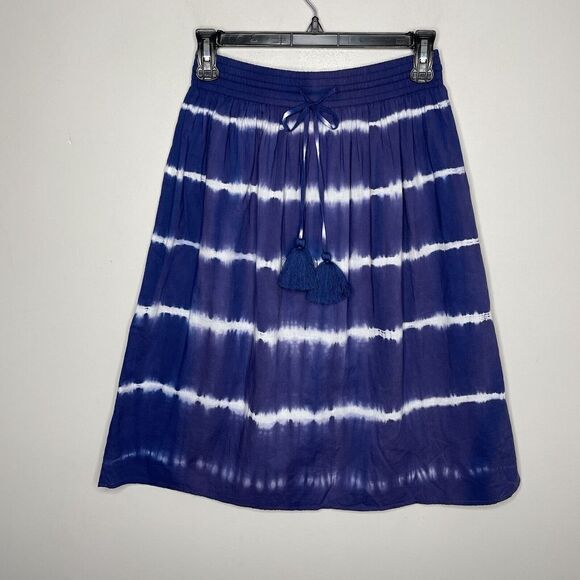 J CREW Womens Blue Tie-Dye Midi Skirt NEW AY618 Lined Drawstring XXS 2XS - Picture 1 of 10